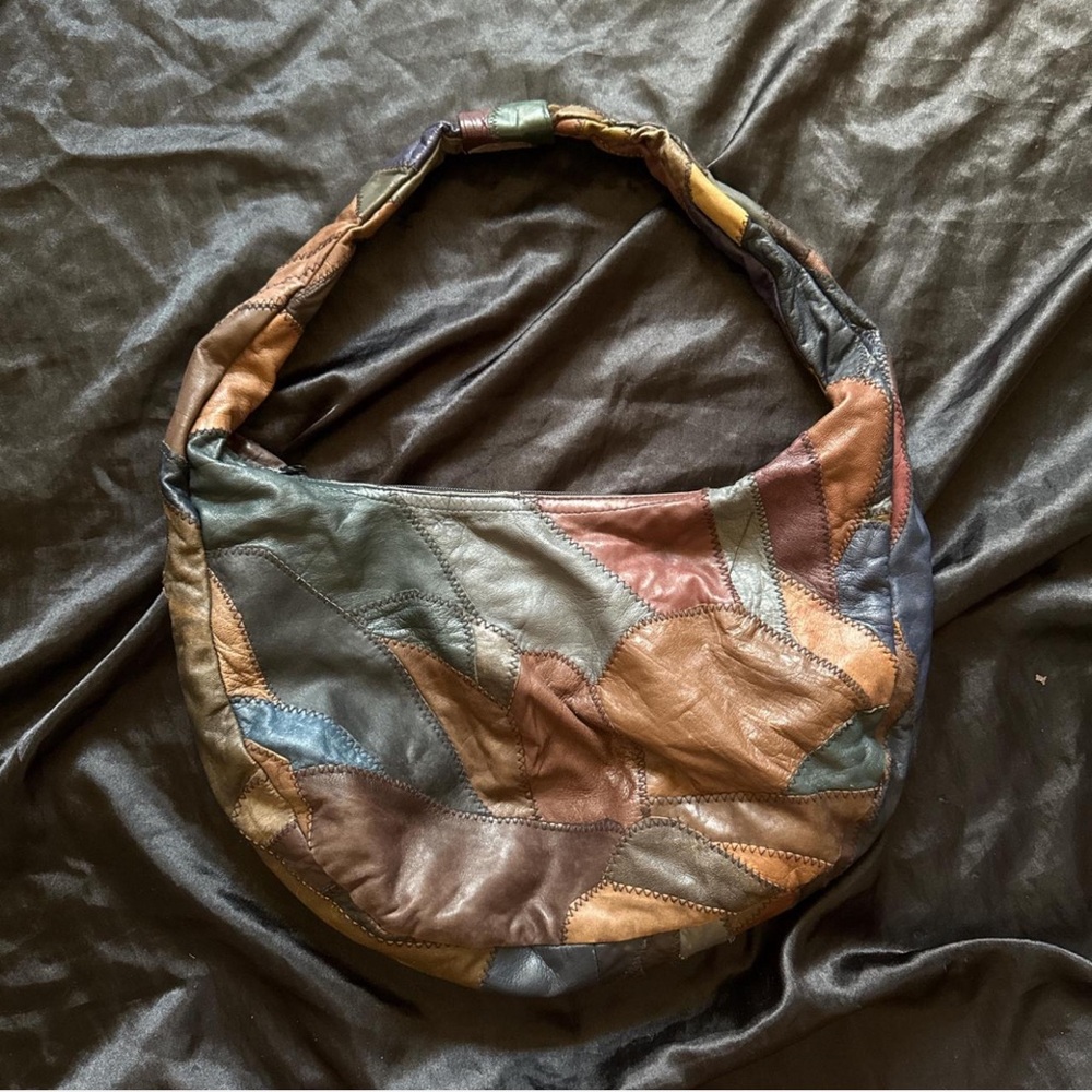 Patchwork Leather Patchwork Hobo Bag Shoulder Pur… - image 1